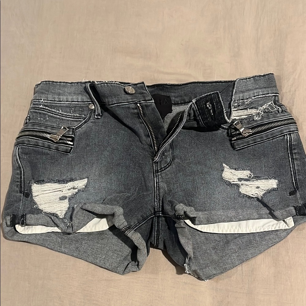 RtA Gray Jean Shorts Distressed Casual Style size 26